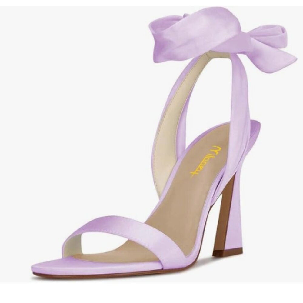 Milooey Plum Open Toe Strappy Sandal Lace Up Block High Heels Ankle Strap Shoes